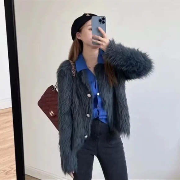 #174 Imitation mink cashmere knitted cardigan sweater European soft cardigan - Picture 2 of 5